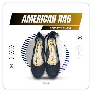 American Rag Black Suede Low Wedges With Zipper Back Closure Size 8 Womens Shoes